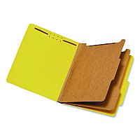 Pendaflex Colored Pressboard Top Tab Classification Folders, 2.5" Expansion, 2 Dividers, 6 Fasteners, Letter Size, Yellow, 10/Box (24134P)