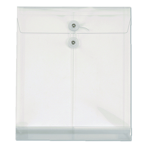 Pendaflex Poly Document File, String and Button Closure, 9.75" w, Clear, 5/Pack (89520)