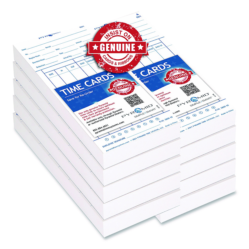 Pyramid Time Cards For 3800 Time Clock, 1,000/Carton (380010MB)