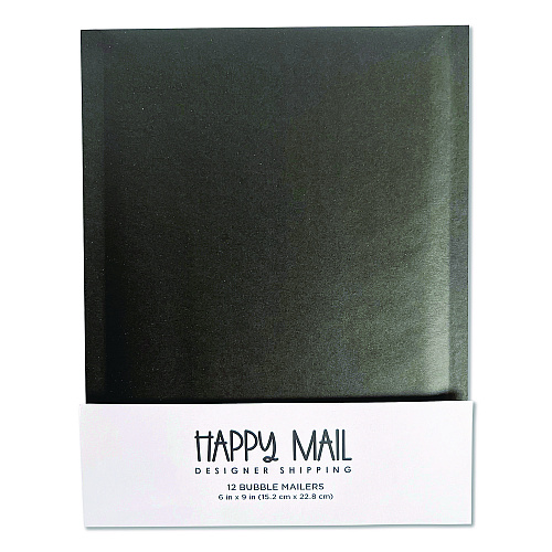 Happy Mail Self-Sealing Bubble Mailer, 6 x 9, Black, 12/Pack (245153)
