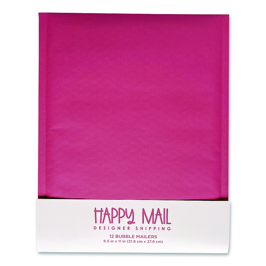 Happy Mail Self-Sealing Bubble Mailer, 8.5 x 11, Pink, 12/Pack (245158)