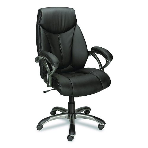 Workplace2.0 Ramsey Bonded Leather Manager Chair, Supports Up to 275 lb, 18.6" to 22.5" Seat Height, Black Seat/Back, Black Base (ST62216)