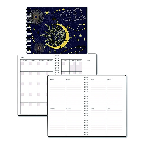 House of Doolittle Recycled Non-Dated Monthly/Weekly Planner, Celestial, Blue/Gold Cover, Undated (212144)