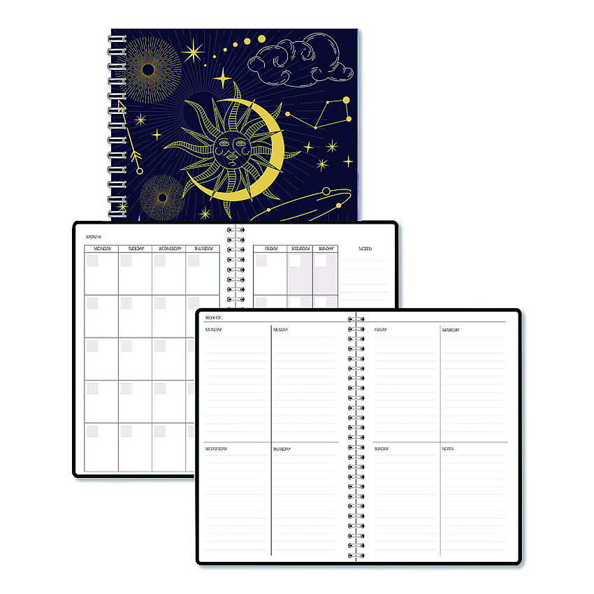 House of Doolittle Recycled Non-Dated Monthly/Weekly Planner, Celestial, Blue/Gold Cover, Undated (212144)