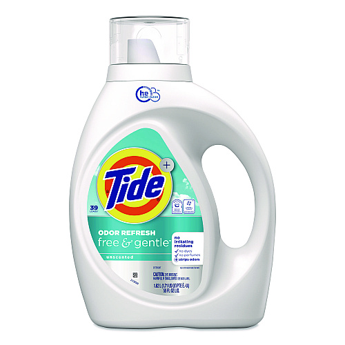 Tide Free and Gentle Odor Refresh Liquid Laundry Detergent, 39 Loads, 55 oz Bottle, 4/Carton (17251)