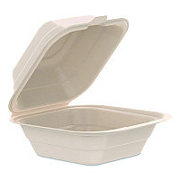 Dart Compostable Molded Fiber Hinged Trays, ProPlanet Seal, 6.12 x 5.87 x 3.1, Natural, 500/Carton (60FBRHT1)