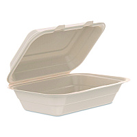 Dart Compostable Molded Fiber Hinged Trays, ProPlanet Seal, 6.41 x 9.22 x 3, Natural, 200/Carton (206FBRHT1)
