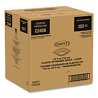 Dart Square Plastic Bowls, 24 oz, 5 x 5 x 1.99, Clear, Plastic, 63 Bowls/Sleeve, 4 Sleeves/Carton (C24SB)