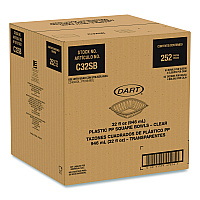 Dart Square Plastic Bowls, 32 oz, 5 x 5 x 1.49, Clear, Plastic, 63 Bowls/Sleeve, 4 Sleeves/Carton (C32SB)