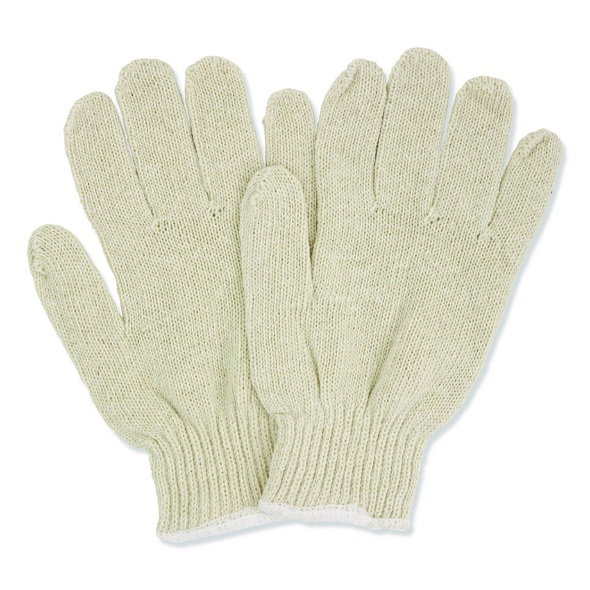 ProWorks String Knit Glove, Large, Elastic Cuff, Natural, Dozen