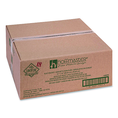 Hoffmaster Airlaid Flat Pack Napkins, 16 x 16,  Black, 500/Carton (125070)