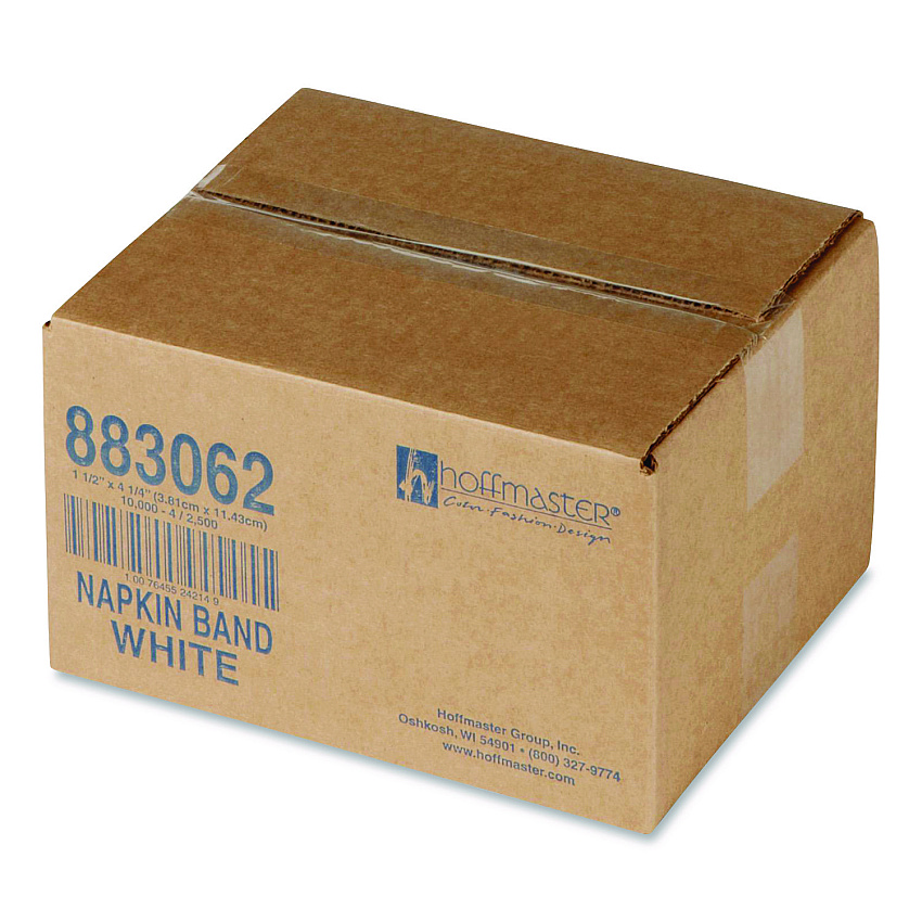 Hoffmaster Adhesive Napkin Bands, White, 1.5", 10,000/Carton (883062)