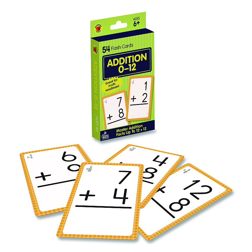 Carson-Dellosa Addition 0 to 12 Flash Cards, 3.25  x 5.25, Assorted Colors, 54 Cards (0769677118)