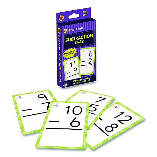 Carson-Dellosa Subtraction 0 to 12 Flash Cards, 3.25 x 5.25, Assorted Colors, 54 Cards (0769677215)