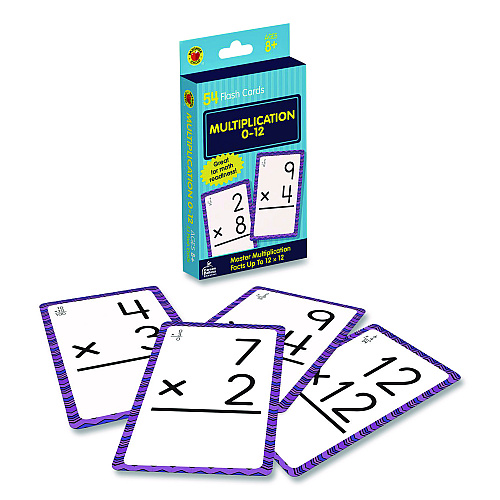 Carson-Dellosa Multiplication 0 to 12 Flash Cards, 3.25 x 5.25, Assorted Colors, 54 Cards (0769677436)