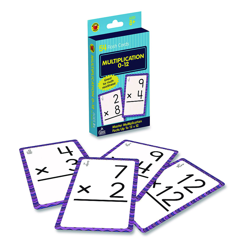 Carson-Dellosa Multiplication 0 to 12 Flash Cards, 3.25 x 5.25, Assorted Colors, 54 Cards (0769677436)