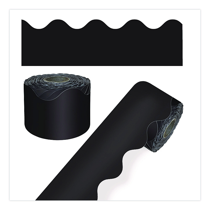 Carson-Dellosa Rolled Scalloped Border, 2.25" x 65 ft, Black (108472)