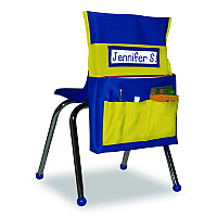 Carson-Dellosa Chairback Buddy for Student Chairs with a Back Width Up to 15", Medium, 15 x 1.5 x 19, Fabric, Blue/Yellow (158036)