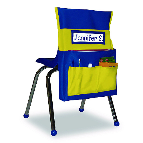 Carson-Dellosa Chairback Buddy for Student Chairs with a Back Width Up to 15", Medium, 15 x 1.5 x 19, Fabric, Blue/Yellow (158036)