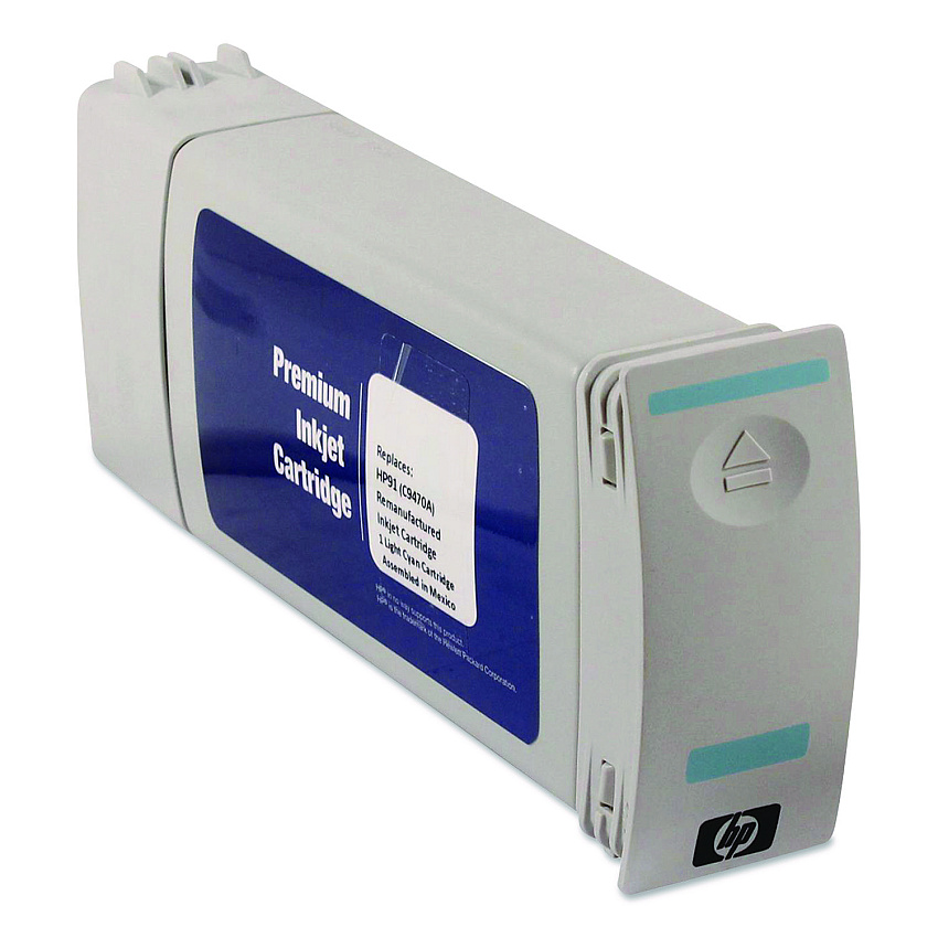 Clover Remanufactured Light Cyan High-Yield Ink, Replacement for 91 (C9467A), 775 mL (WH91LC)