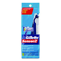Gillette Sensor2 Disposable Razor, 2 Blades, 5/Pack, 36 Packs/Carton (65853)