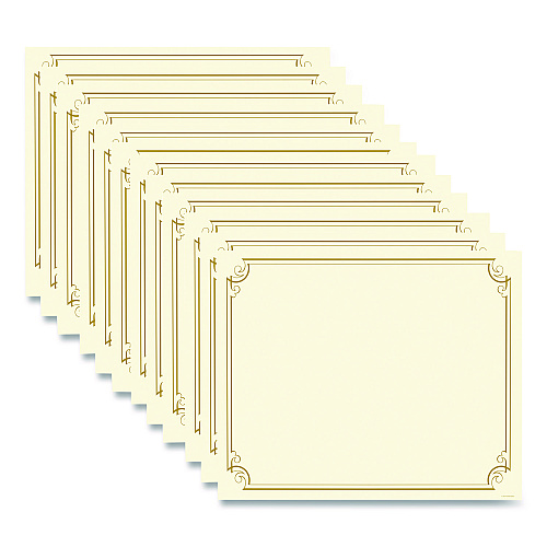 Great Papers! Golden Scroll Frame Foil Certificate, 11 x 8.5, Beige with Gold Scroll Border, 12/Pack (2011859)