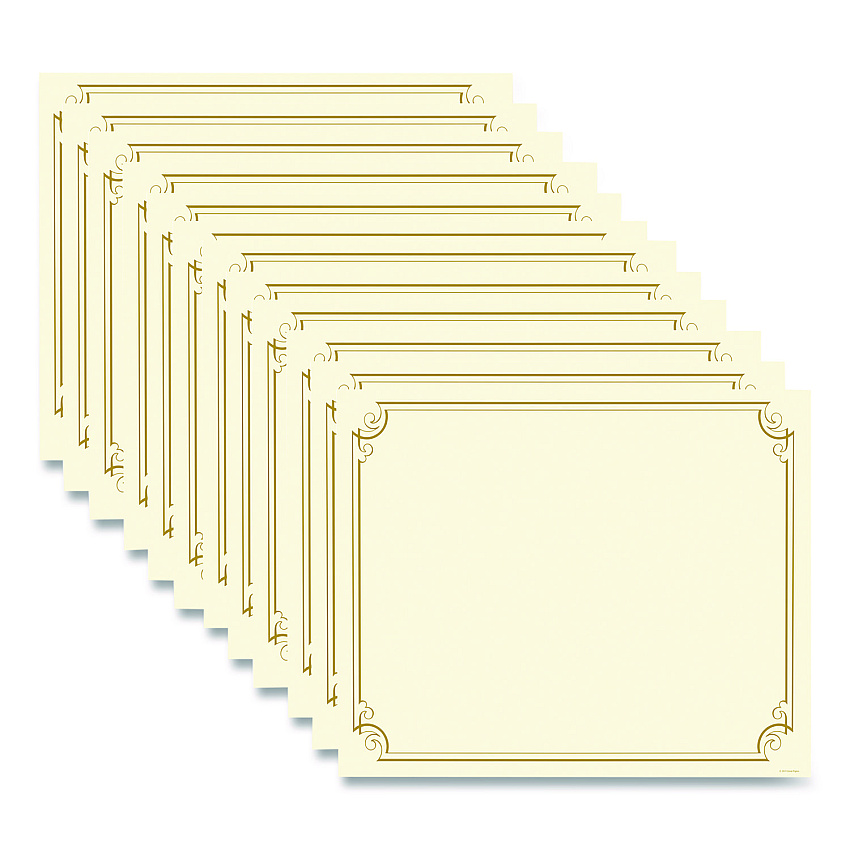 Great Papers! Golden Scroll Frame Foil Certificate, 11 x 8.5, Beige with Gold Scroll Border, 12/Pack (2011859)