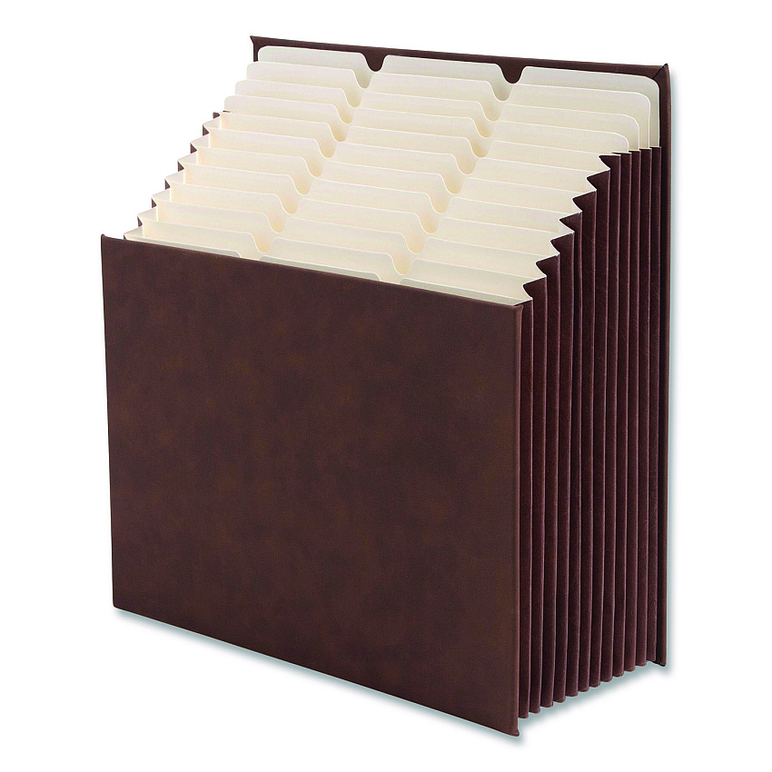 Smead Stadium File, 10.5" Expansion, 12 Sections, 1/3-Cut Tabs, Letter Size, Saddle (70228)
