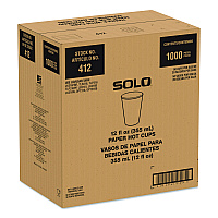 SOLO Recycled Content PCF Paper Hot Cups, ProPlanet Seal, 12 oz, White/Blue, 1,000/Carton (412RCNPLANET)