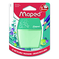 Maped Helix Shaker Two-Hole Canister Pencil Sharpener, 3.74 x 1.02 x 4.92, Randomly Assorted Color (634755)