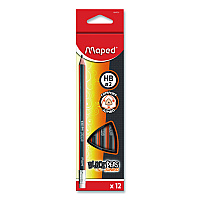 Maped Helix Black'Peps Jumbo Triangular Pencils, HB (#2), Black Lead, Orange/Black Barrel, Dozen (854721ZT)