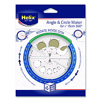 Maped Helix 360 Angle and Circle Maker 2-in-1 Protractor and Compass Tool, 2" Ruler Edge, Plastic, Randomly Assorted Color (36002)