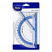 Maped Helix 180 Shatter Resistant Swing Arm Protractor, 6" Ruler Edge/10 cm Ruler Edge, Plastic, Randomly Assorted Color (60009)