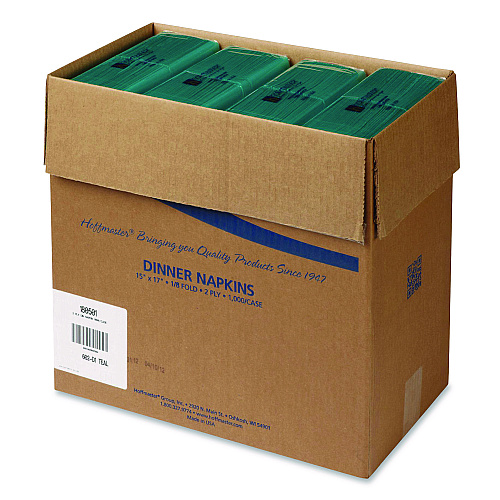 Hoffmaster Dinner Napkins, 2-Ply, 15 x 17, Teal, 1,000/Carton (180501)