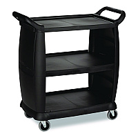 Boardwalk Bussing Cart, Plastic, 3 Shelves, 300 lb Capacity, 18 x 36.25 x 38, Black (BCART3)