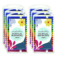 The Pencil Grip Washable Acrylic Markers, Fine Bullet Tip, Assorted Colors, 36/Pack, 6 Packs/Carton (49906)
