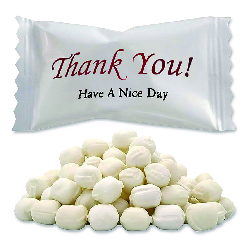 Stewart Superior Thank You Have a Nice Day Mints, White Buttermint, Individually Wrapped, 1,000/Carton (CJ3007B)