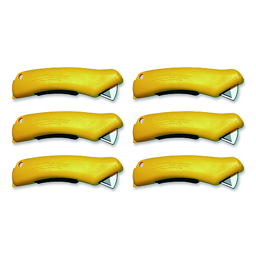 CrewSafe X-traSafe CU Safety Utility Knife, Plastic Handle, Yellow, 6/Pack (XSCU03101)