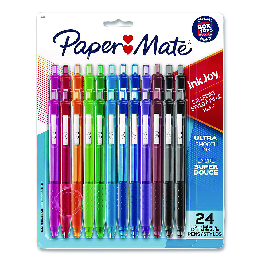Paper Mate InkJoy 300 RT Ballpoint Pen, Retractable, Medium 1 mm, Assorted Ink and Barrel Colors, 24/Set (1951398)