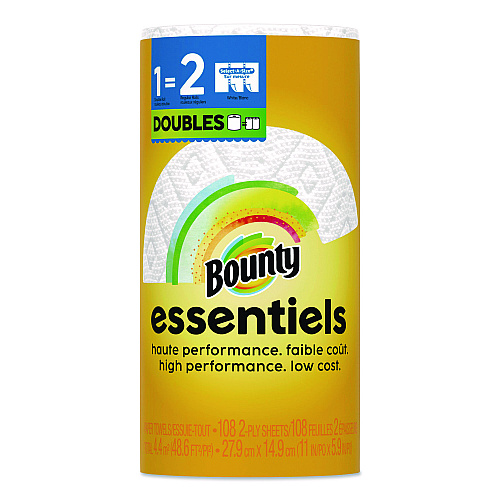 Bounty Essentials Select-A-Size Kitchen Roll Paper Towels, 2-Ply, 108 Sheets/Roll, 24 Rolls/Carton (16540)