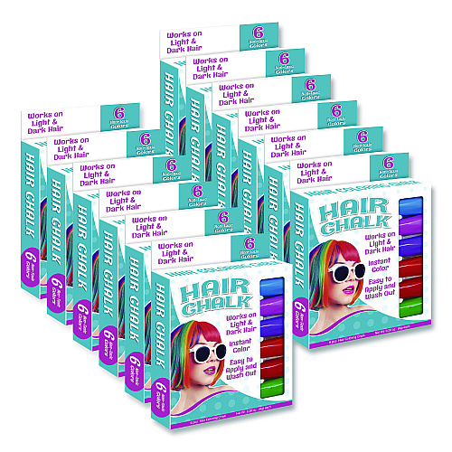 The Pencil Grip Hair Chalk, Assorted Colors, 6/Pack, 12 Packs/Carton (68212)