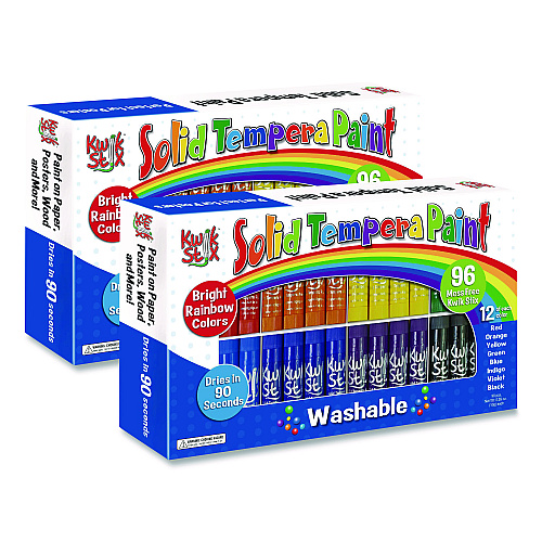 The Pencil Grip Kwik Stix Tempera Paint Set, 8 Assorted Colors, 96 Paint Sticks/Pack, 2 Packs/Carton (69802)
