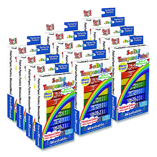 The Pencil Grip Kwik Stix Tempera Paint Set, 10 Assorted Colors, 10 Paint Sticks/Pack, 12 Packs/Carton (69912)
