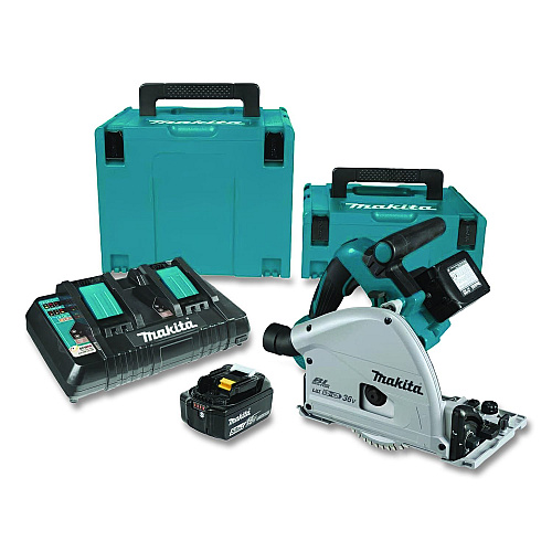 Makita 18V X2 (36V) LXT Brushless Lithium-Ion 6.5" Cordless Plunge Circular Saw Kit with Batteries, 6,300 RPM, 0 to +48 Degree Bevel (XPS01PTJ)