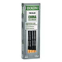 Dixon China Marker, Black, Thin Lead, 12/Pack (000810002)