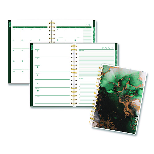 Cambridge Emerald Isle Weekly/Monthly Planner, 8.5 x 5.5, Green Marbled Cover, 12-Month (Jan-Dec): 2026 (1758200)