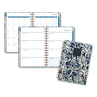 Cambridge Elizabeth Weekly/Monthly Planner, 8.5 x 5.5, Floral Artwork, Blue Cover, 12-Month (Jan-Dec): 2026 (1763200)