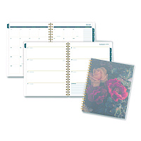 Cambridge Midnight Garden Weekly/Monthly Planner, 11 x 8.5, Floral Artwork, Black/Pink/Green Cover, 12-Month (Jan-Dec): 2026 (1768905)