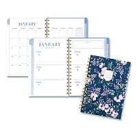Cambridge Weekly/Monthly Calista Floral Planners, 8.5 x 5.5, Floral Artwork, Blue/Purple/Green Cover, 13-Month: Jan 2026 to Jan 2027 (LB40200)