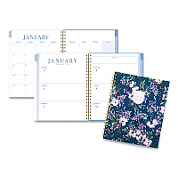 Cambridge Weekly/Monthly Calista Floral Planners, 11 x 8.5, Floral Artwork, Blue/Purple/Green Cover, 13 Month: Jan 2026 to Jan 2027 (LB40905)